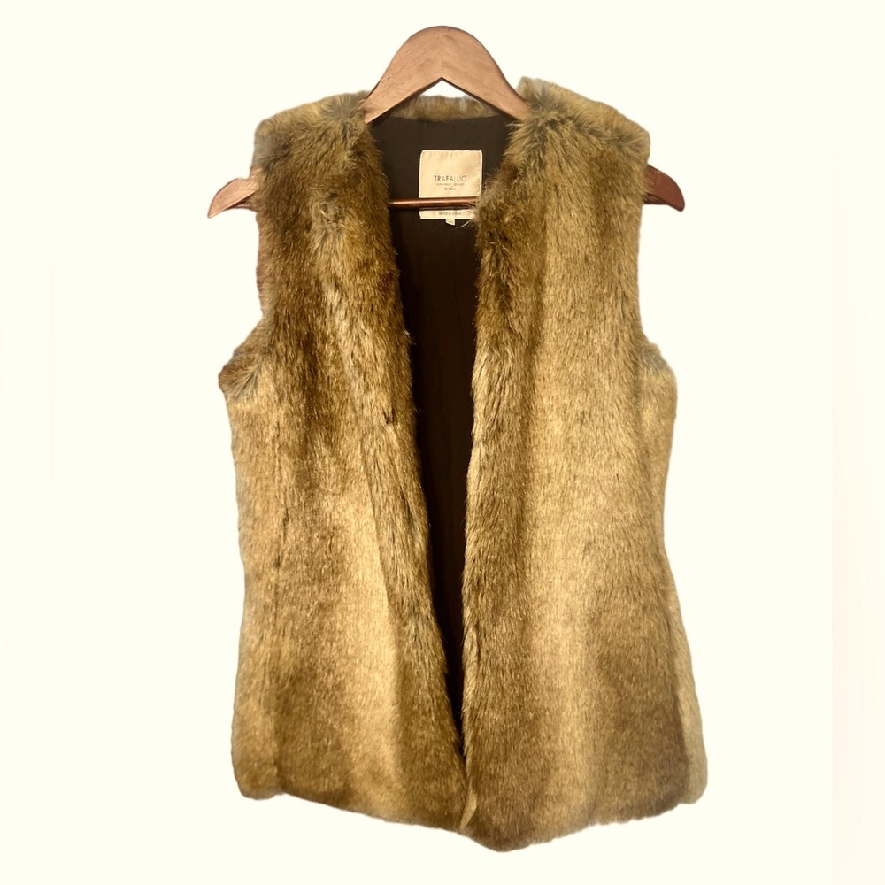 🔥4 for $75🔥 Zara TRAFALUC Small Faux Fur Vest Festival Rave Outdoor